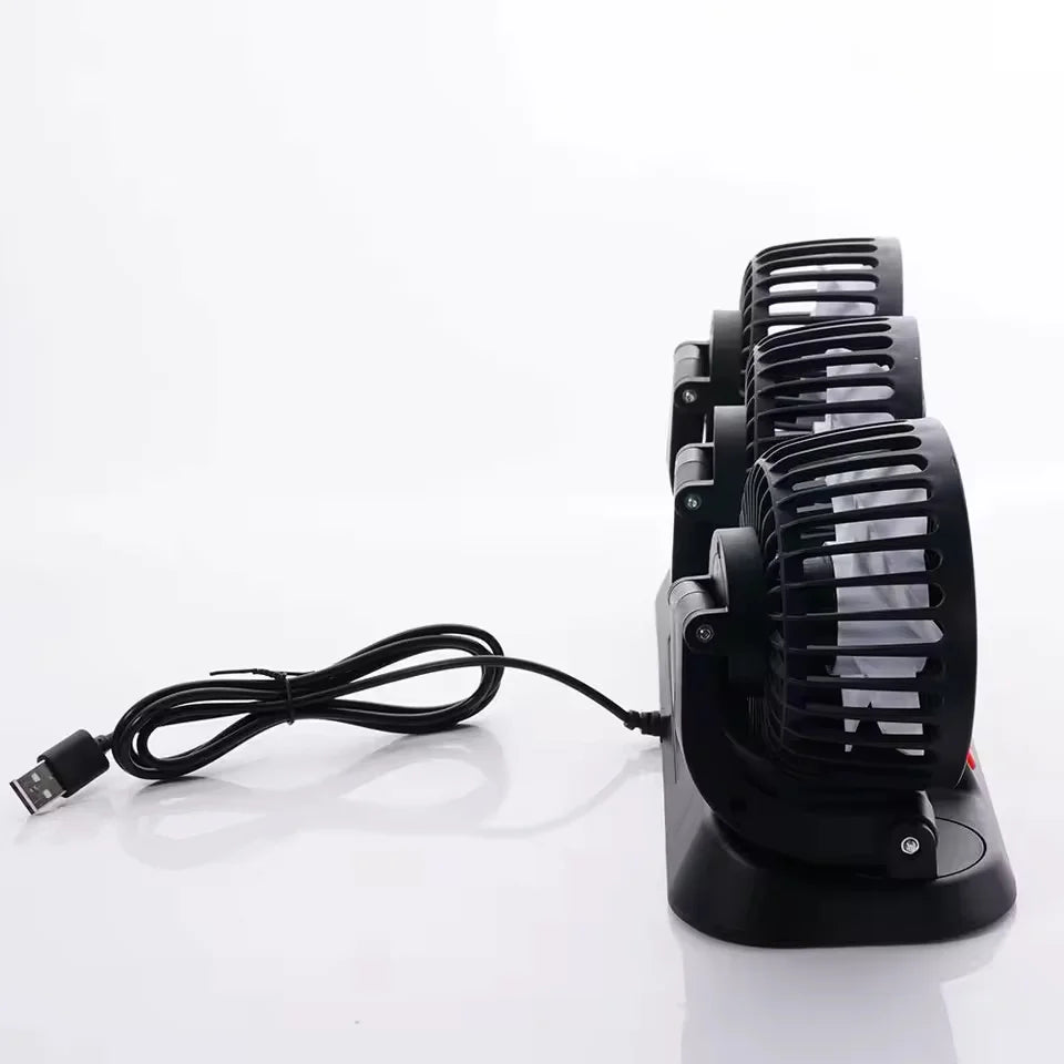 Triple Car Cooling Fan 360 Degree Adjustable